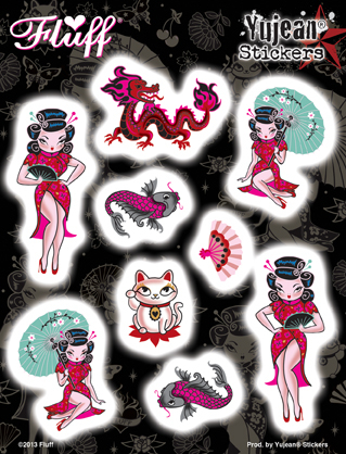 Fluff Geisha Multi-sticker | Retro