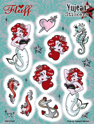 Fluff Molly Mermaid Multi-sticker | Window Stickers: Clear Backing, Put Them Anywhere!