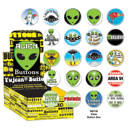 Alien Button Box | The Very Latest! Shirts, Totes and Button Boxes