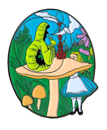 Alice & Caterpillar Large Enamel Pin | Cannabis