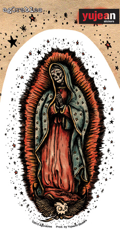 Agorables Our Lady Guadalupe Sticker | Window Stickers: Clear Backing, Put Them Anywhere!