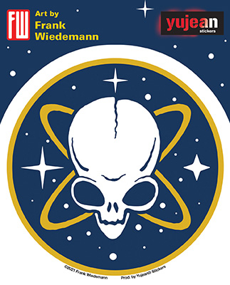 Wiedemann's Pirate Alien Sticker | Window Stickers: Clear Backing, Put Them Anywhere!