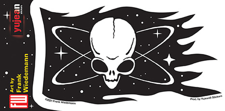 Wiedemann Pirate Alien Flag Sticker | Window Stickers: Clear Backing, Put Them Anywhere!