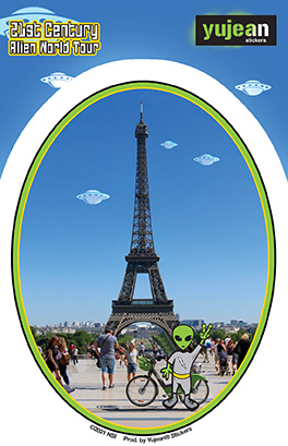 Eiffel Alien Sticker | Window Stickers: Clear Backing, Put Them Anywhere!