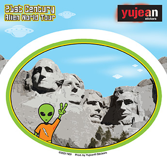 Mt. Rushmore Alien Sticker | Window Stickers: Clear Backing, Put Them Anywhere!