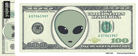 $100 Alien Sticker | NEW INTROS