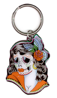 Lady Skull Metal Keychain