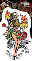 Mitch O'Connell Hula Rock Pinup Girl Sticker