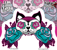 Miss Cherry Martini Tattoo Sugar Skull Cat Sticker